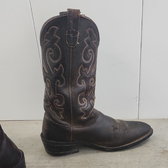 Double H Men's Brown Leather Cowboy Boots Sz 9.5 - Picture 4 of 9